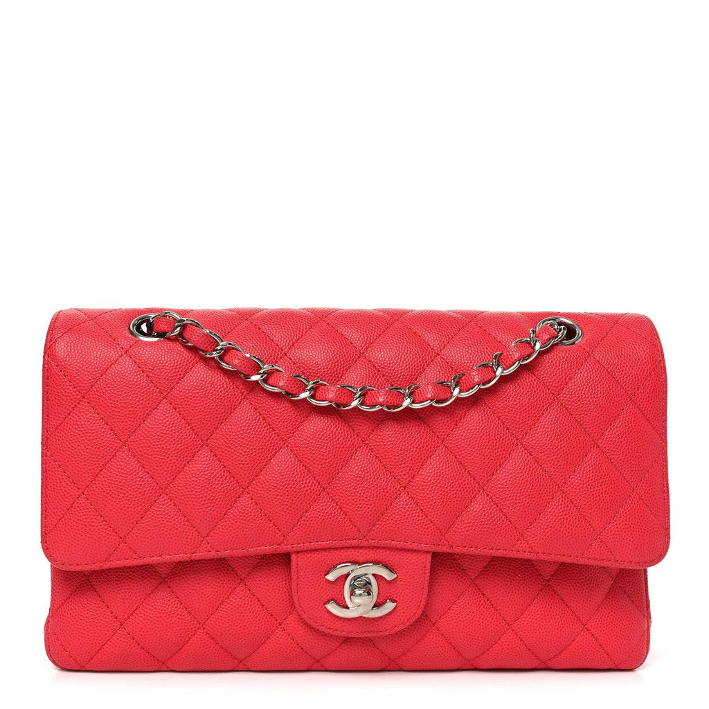 Caviar Quilted Medium Double Flap Dark Pink At My store
