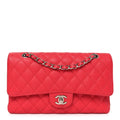 Caviar Quilted Medium Double Flap Dark Pink At My store