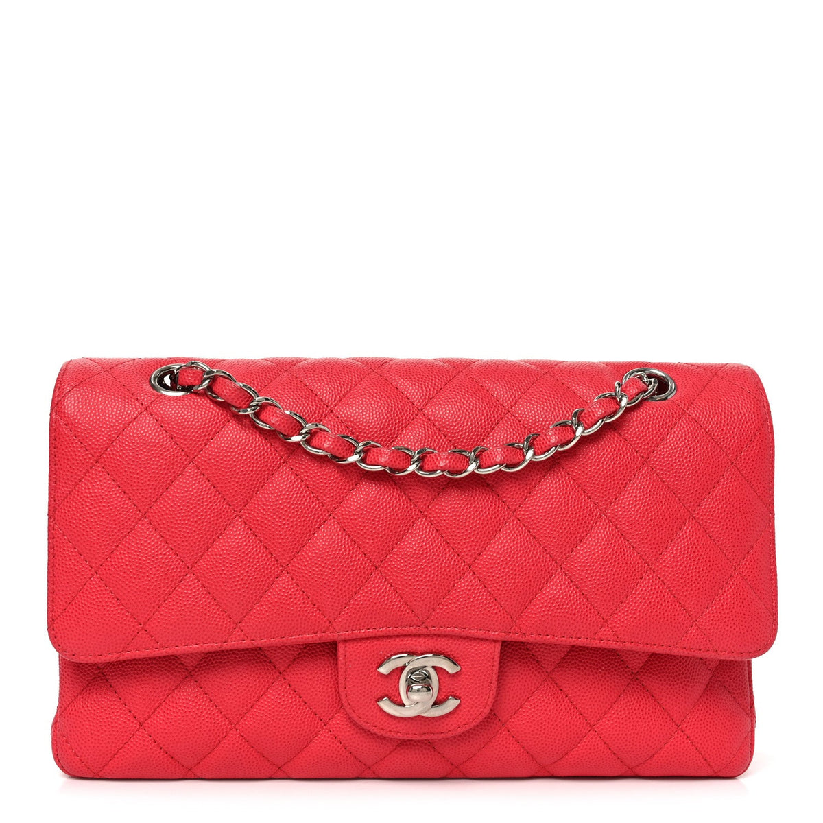 Caviar Quilted Medium Double Flap Dark Pink At My store