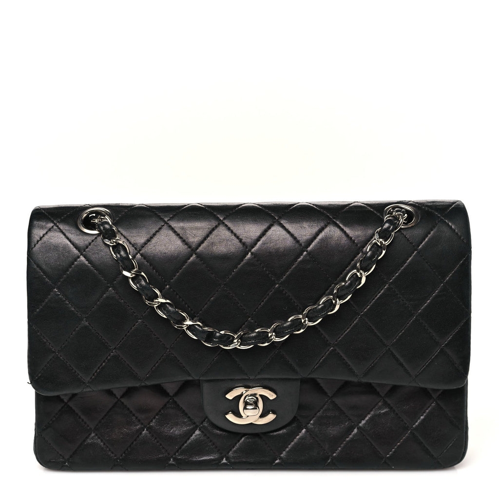 Lambskin Quilted Medium Double Flap Black At My store
