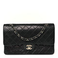 Lambskin Quilted Medium Double Flap Black At My store