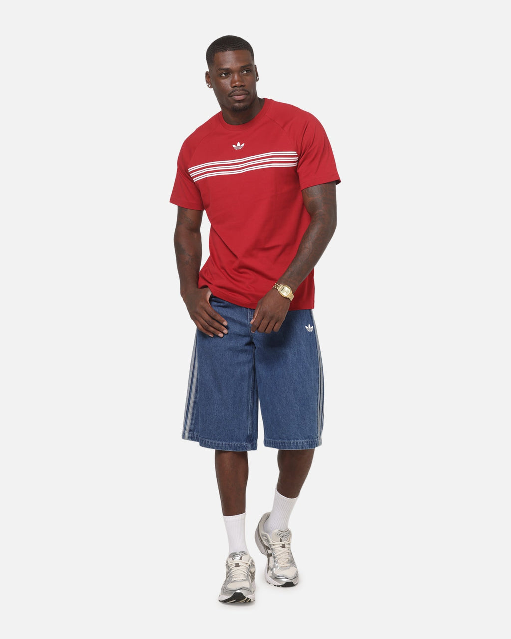 Best-Selling Adidas Chest Stripes 98 T-Shirt Red