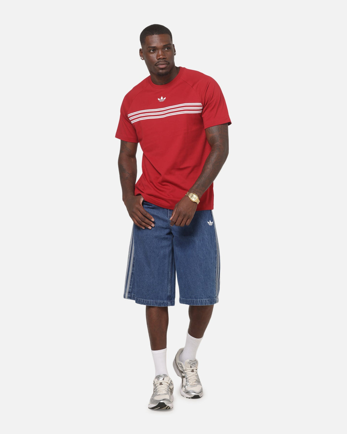 Best-Selling Adidas Chest Stripes 98 T-Shirt Red
