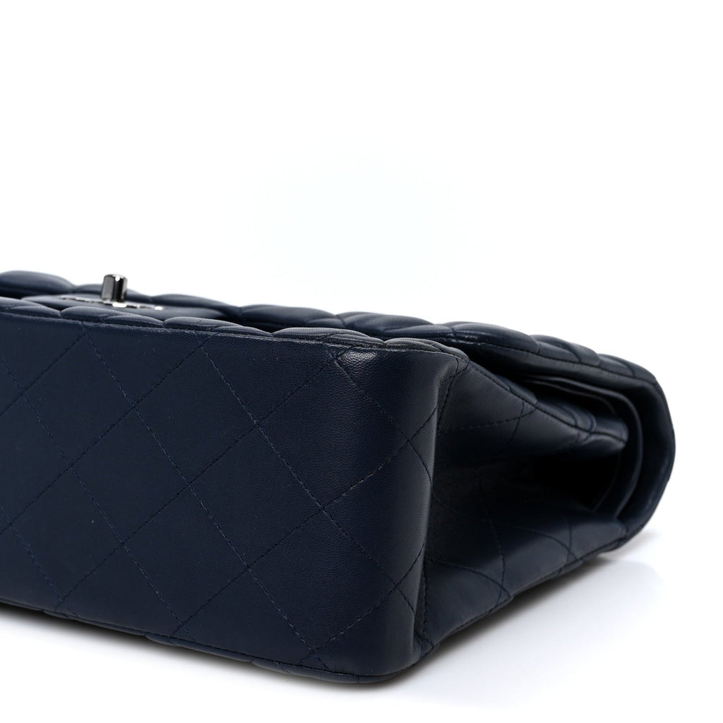 Lambskin Quilted Jumbo Double Flap Navy At My store
