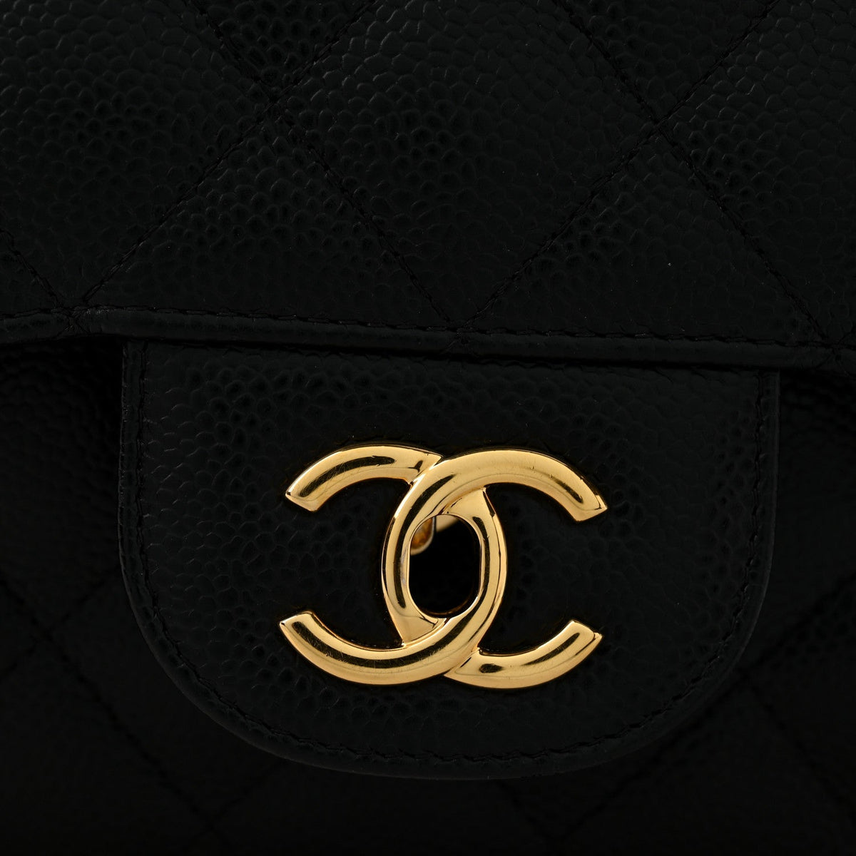 Caviar Quilted Jumbo Double Flap Black At My store