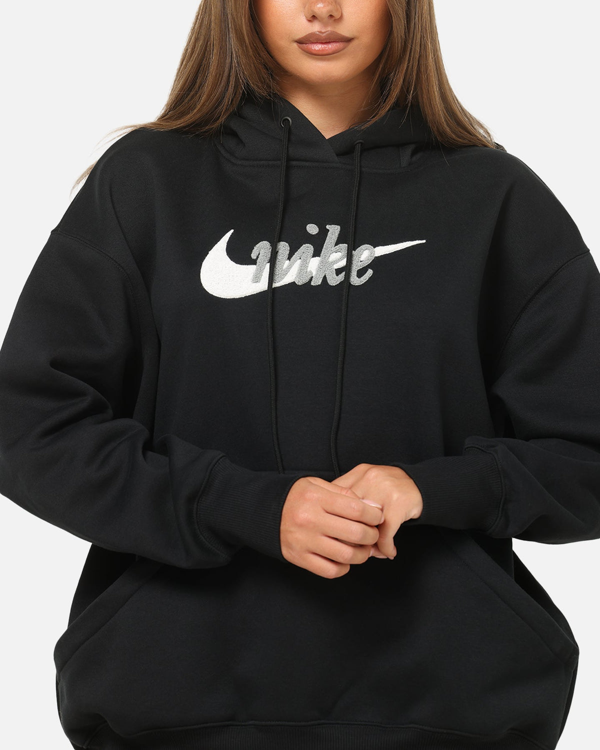 Top Seller Nike Women's Sportswear Phoenix Fleece Oversized Logo Hoodie Black/Summit White
