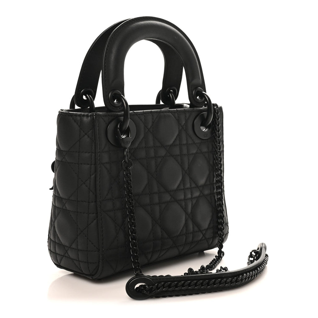 Ultra Matte Calfskin Cannage Mini Lady Dior Black AT My store