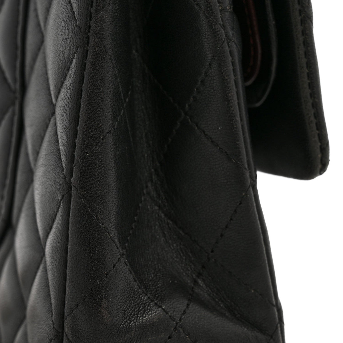 Lambskin Quilted Medium Double Flap Black At My store