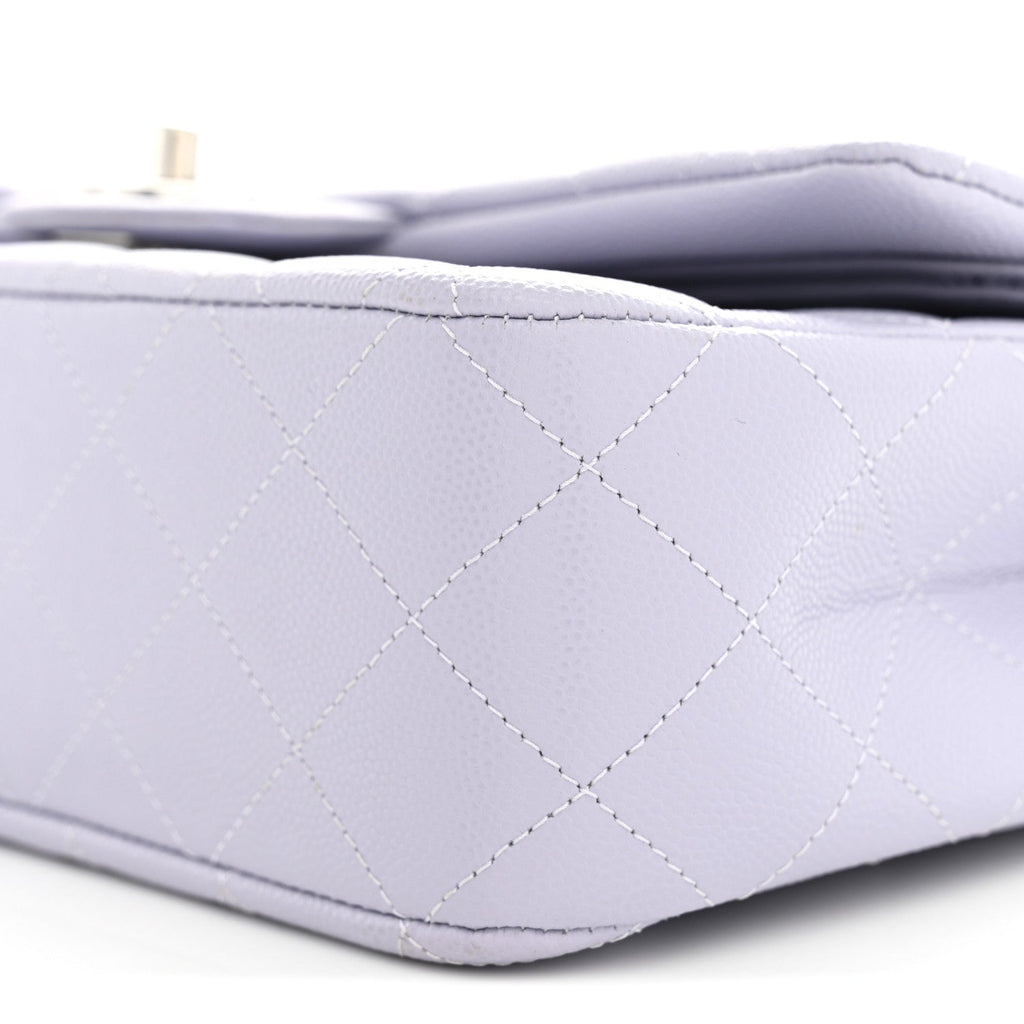 Caviar Quilted Medium Double Flap Light Purple At My store