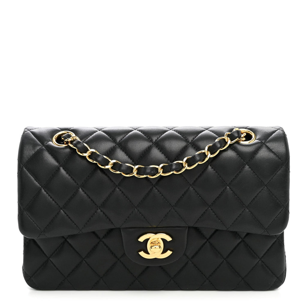 Lambskin Quilted Small Double Flap Black At My store