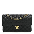 Lambskin Quilted Small Double Flap Black At My store