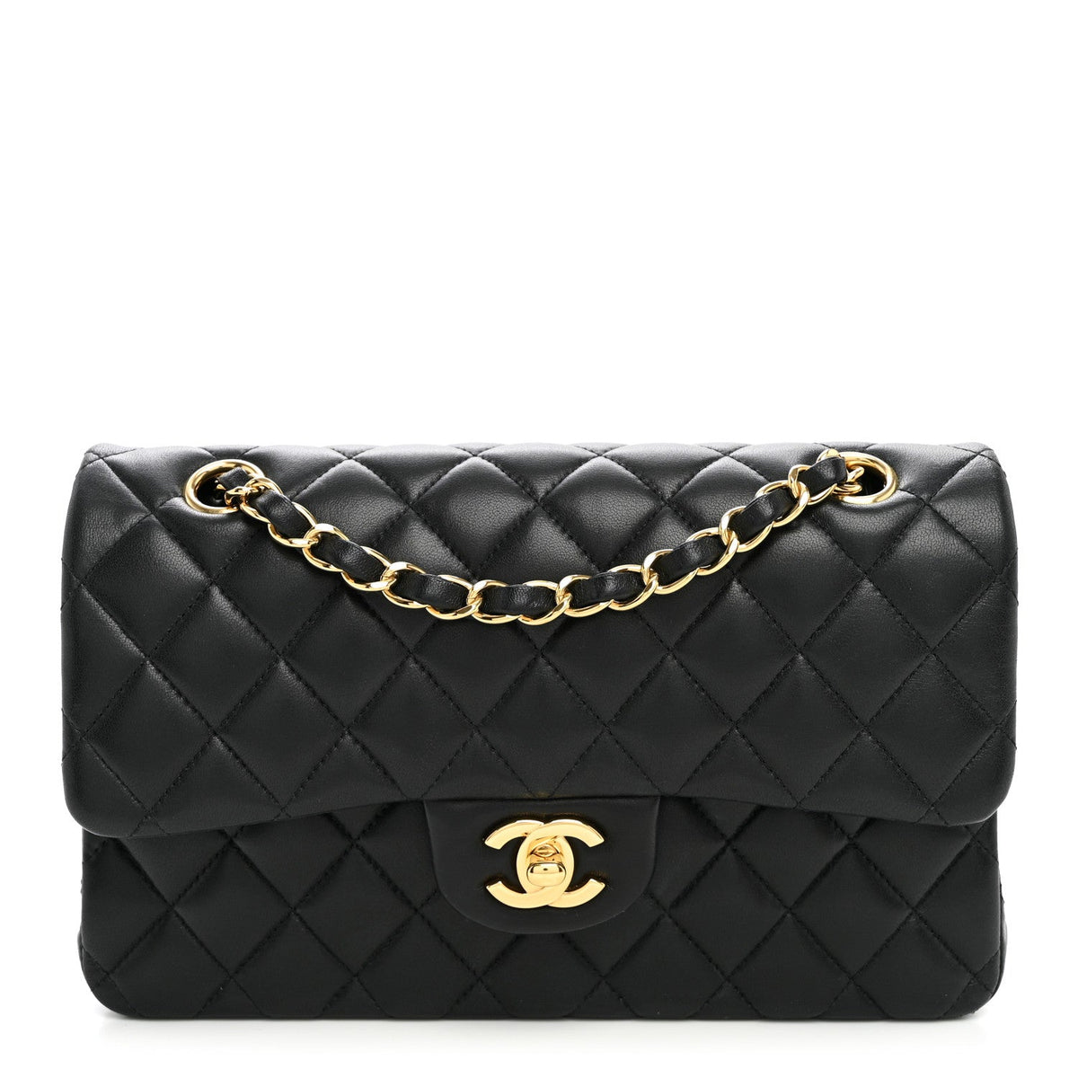 Lambskin Quilted Small Double Flap Black At My store