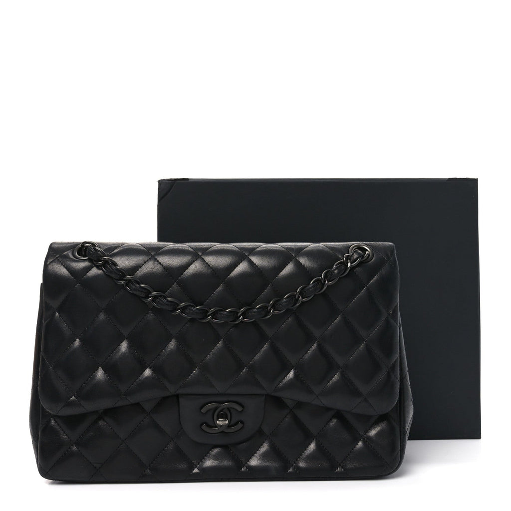 Lambskin Quilted Jumbo Double Flap So Black At My store