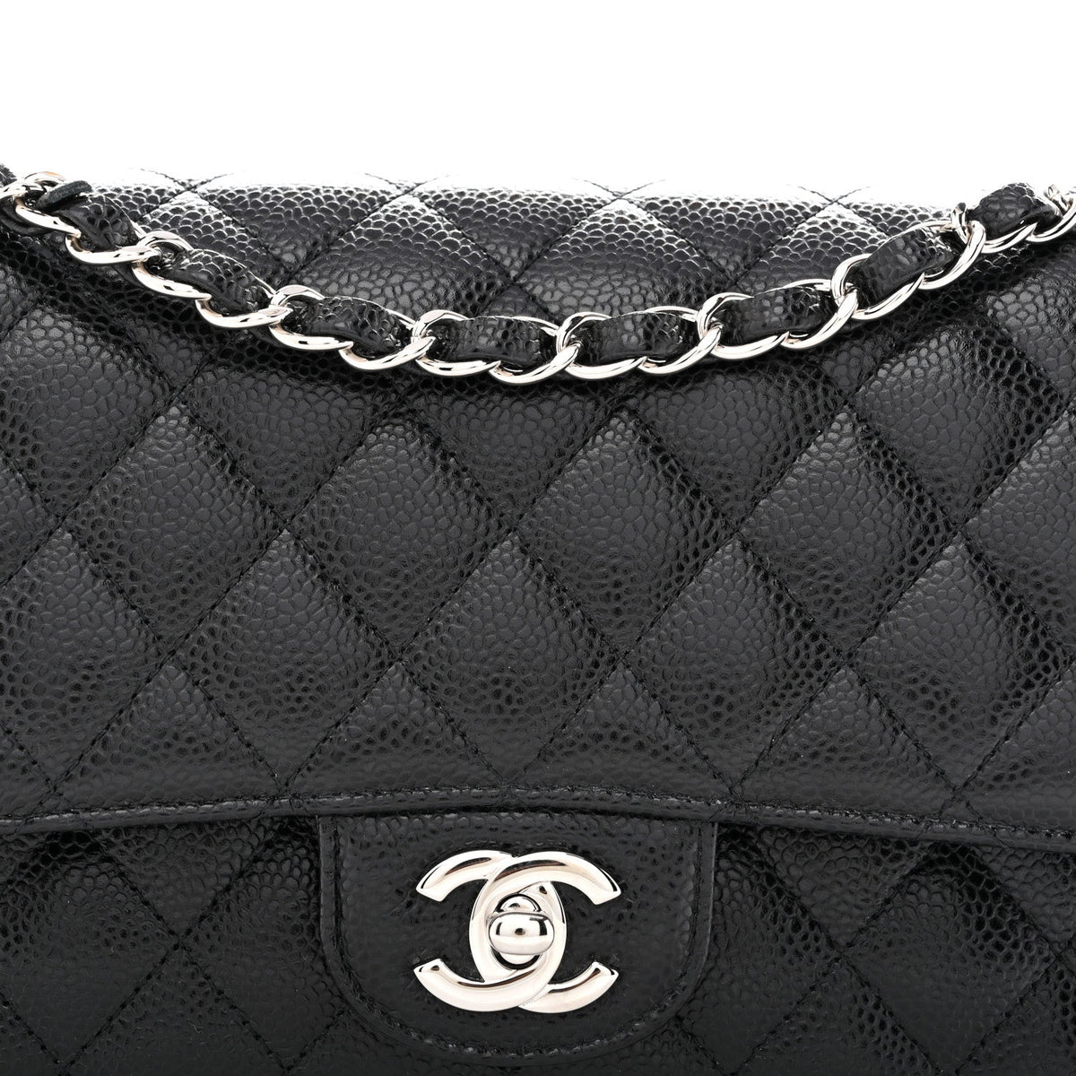 Caviar Quilted Medium Double Flap Black At My store