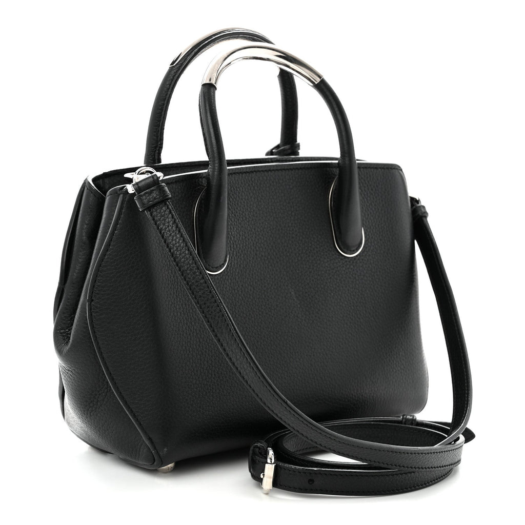 Grained Calfskin Small Open Bar Tote Black AT My store