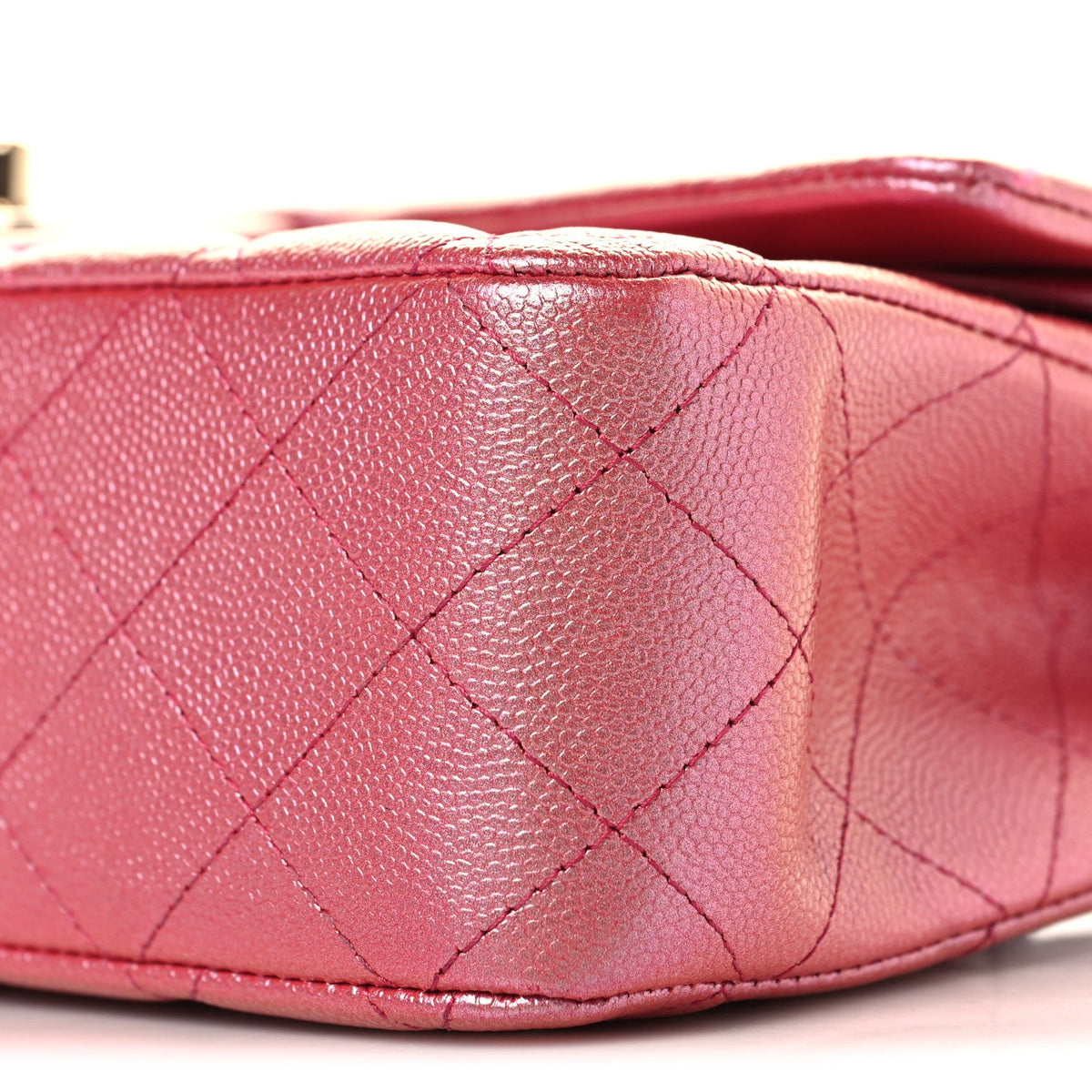 Iridescent Caviar Quilted Medium Double Flap Dark Pink At My store