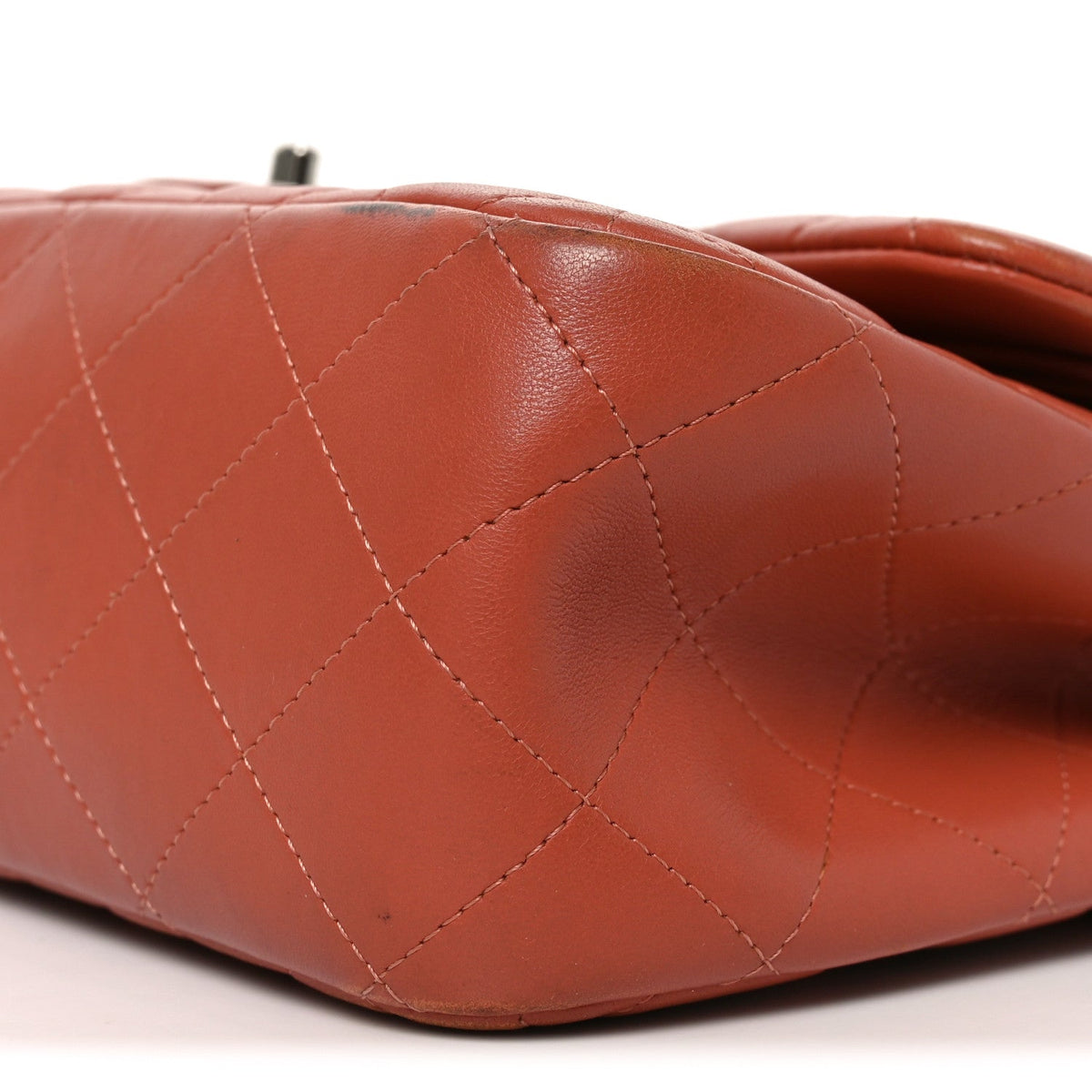 Lambskin Quilted Jumbo Double Flap Orange At My store