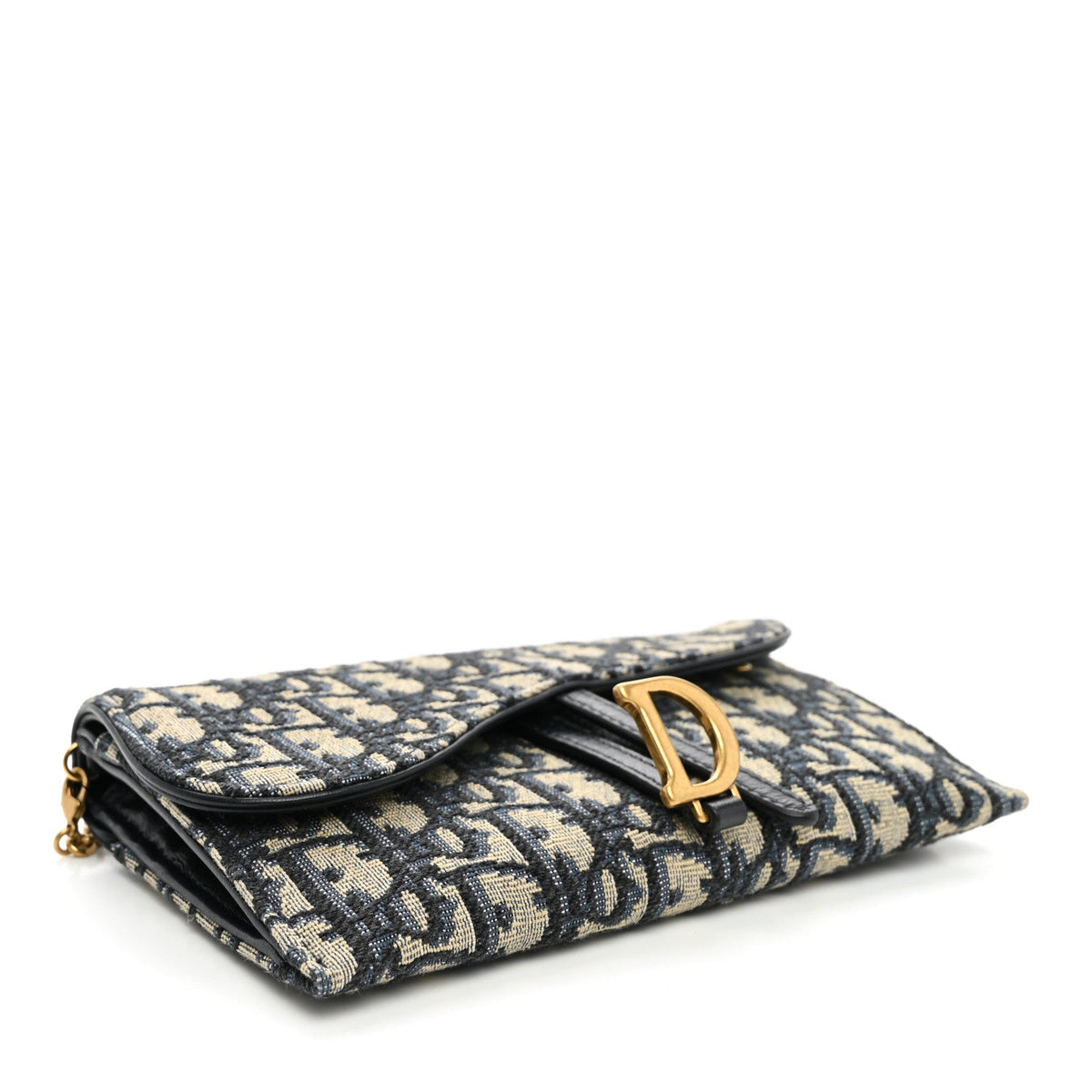 Oblique Saddle Chain Long Wallet Blue AT My store
