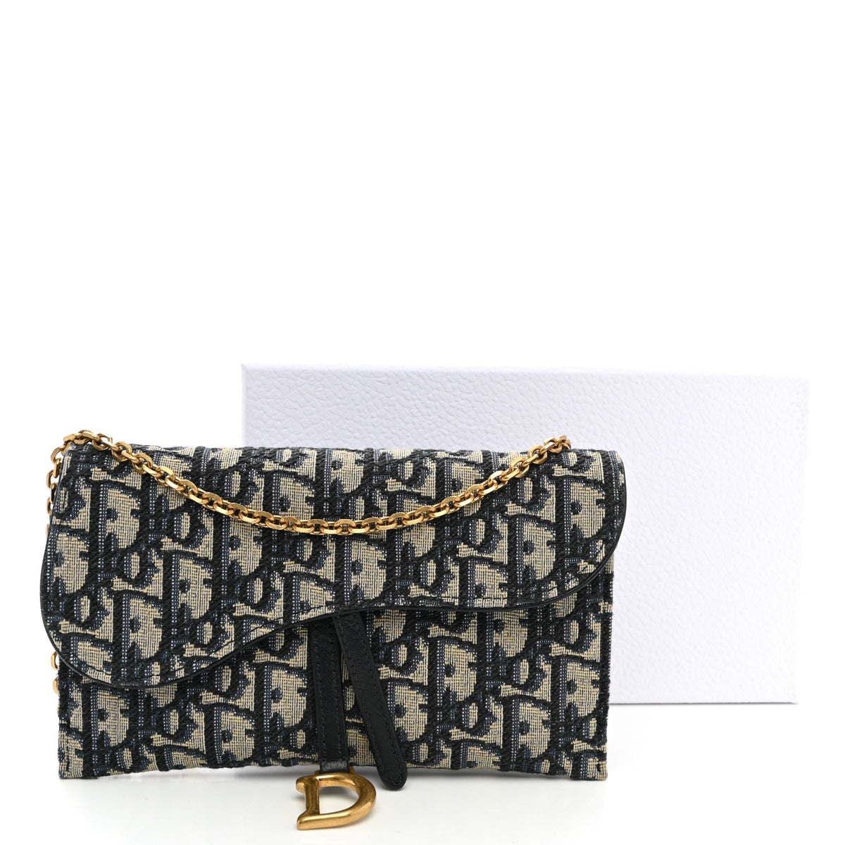 Oblique Saddle Chain Long Wallet Blue AT My store