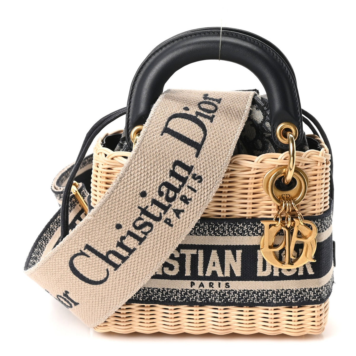 Wicker Oblique Mini Lady Dior Bag Blue AT My store