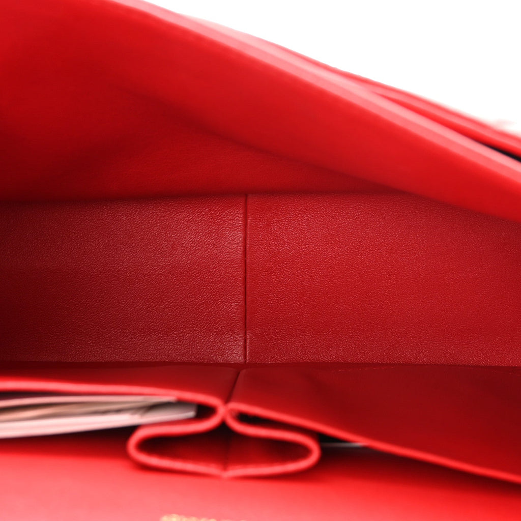 Lambskin Quilted Jumbo Double Flap Red At My store
