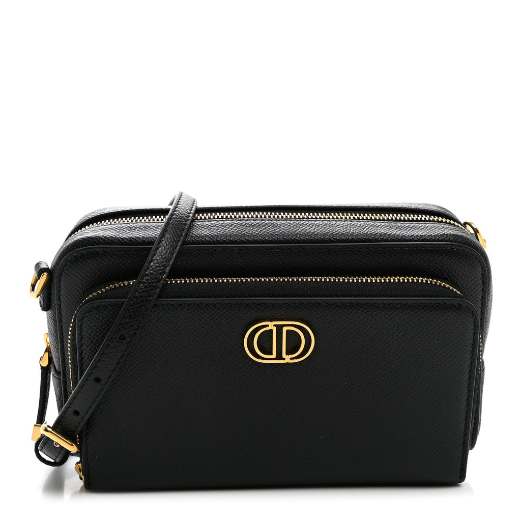 Grained Calfskin Caro Double Pouch Black AT My store