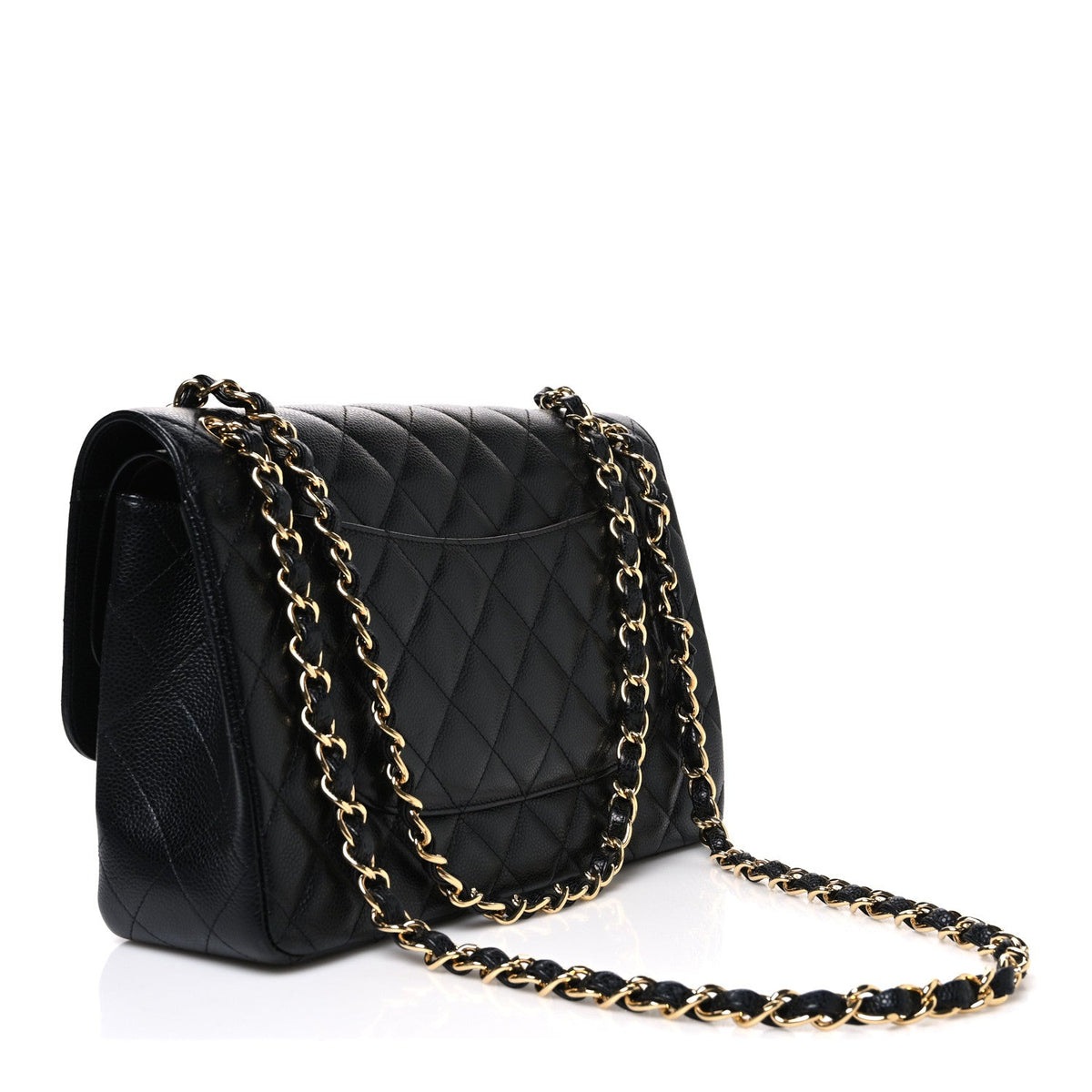 Caviar Quilted Jumbo Double Flap Black At My store