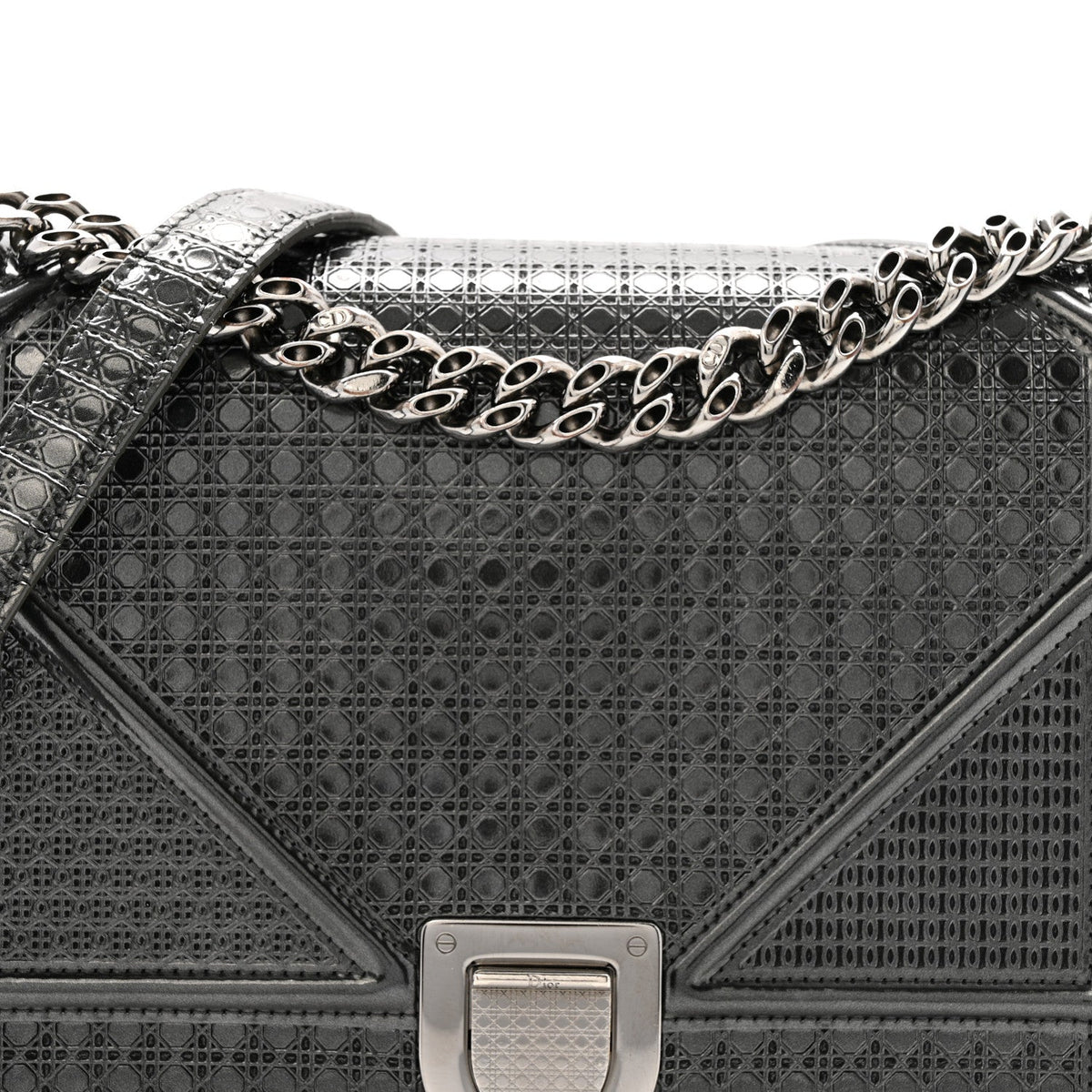 Metallic Patent Micro-Cannage Medium Diorama Flap Bag Onyx Black AT My store