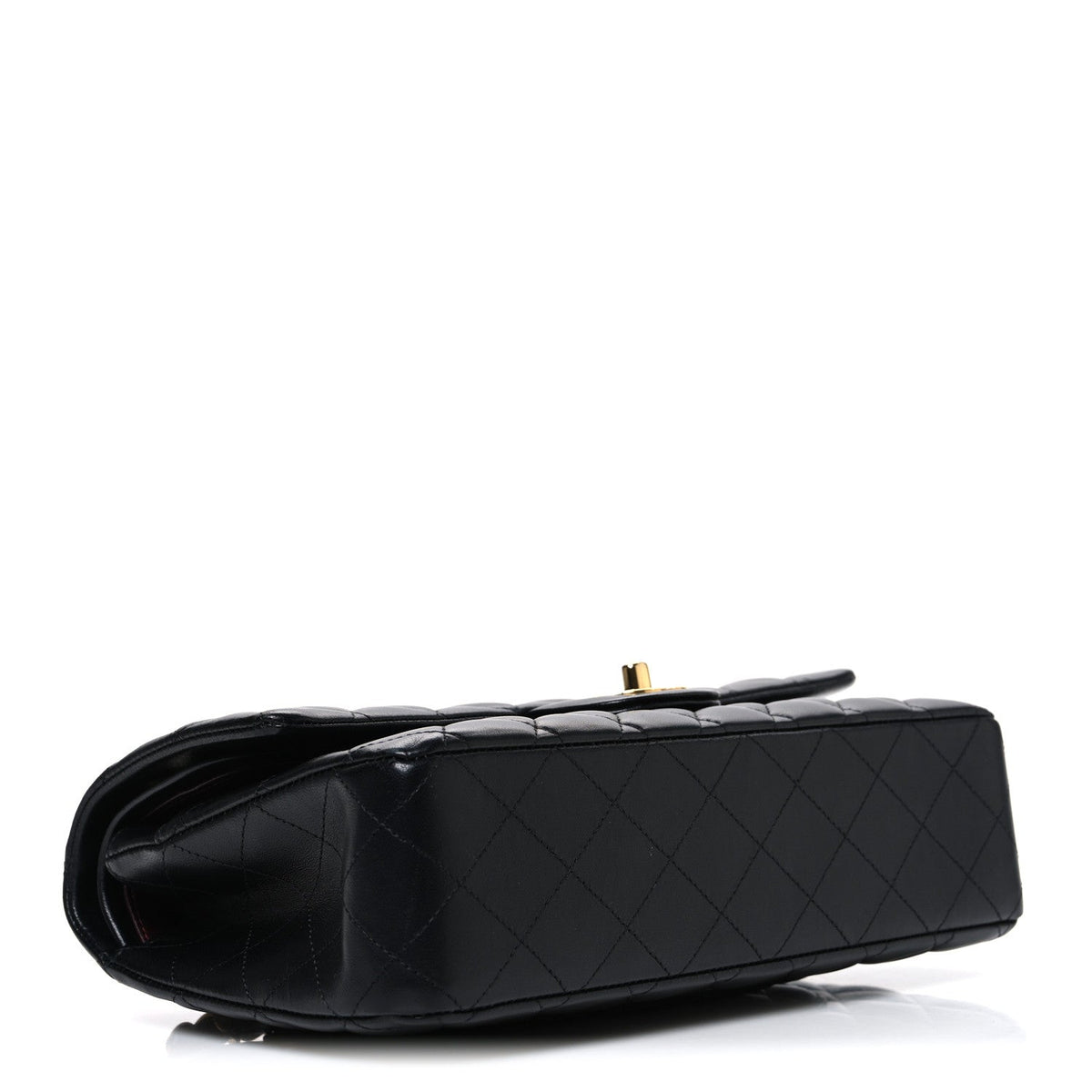 Lambskin Quilted Medium Double Flap Black At My store