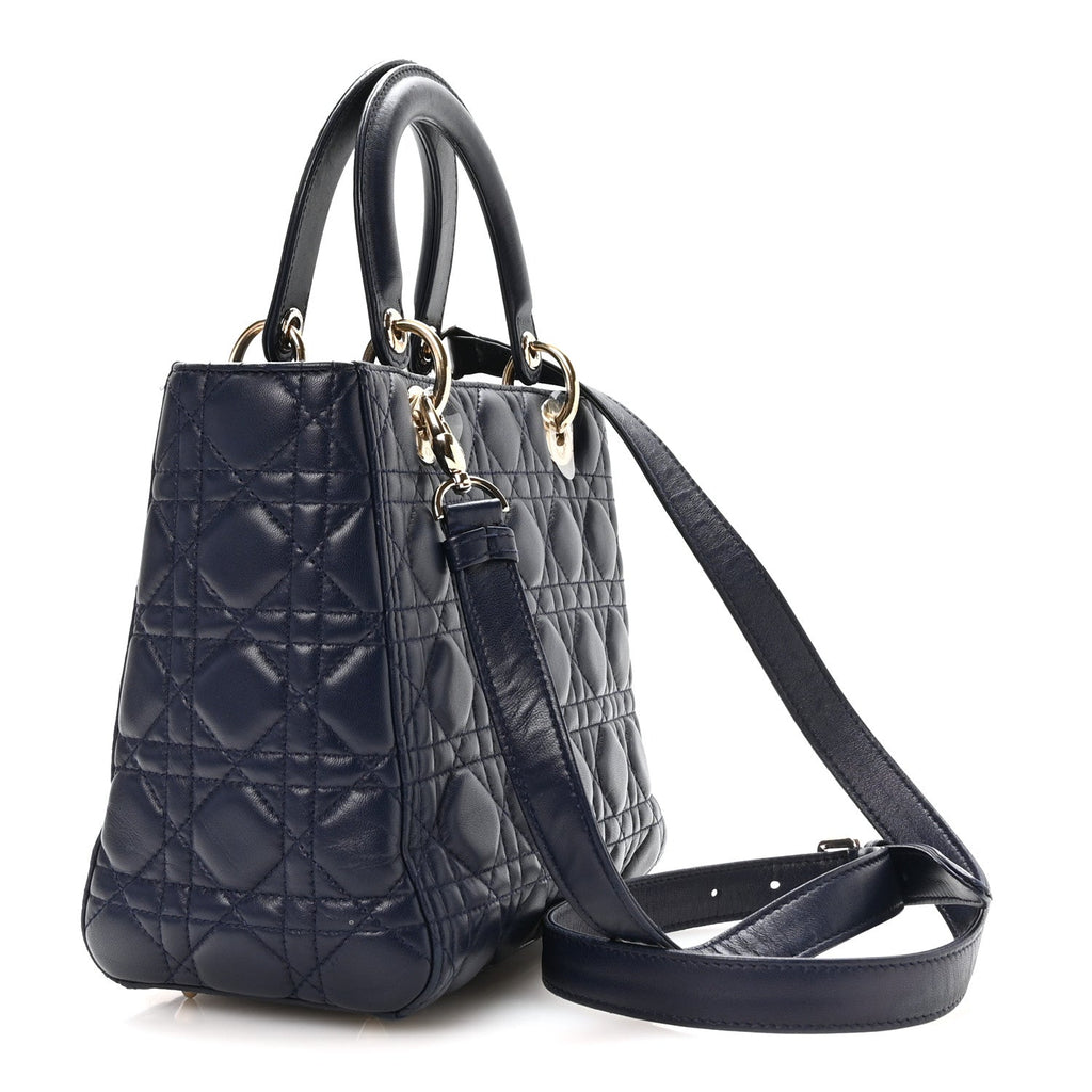 Lambskin Cannage Medium Lady Dior Navy Blue AT My store