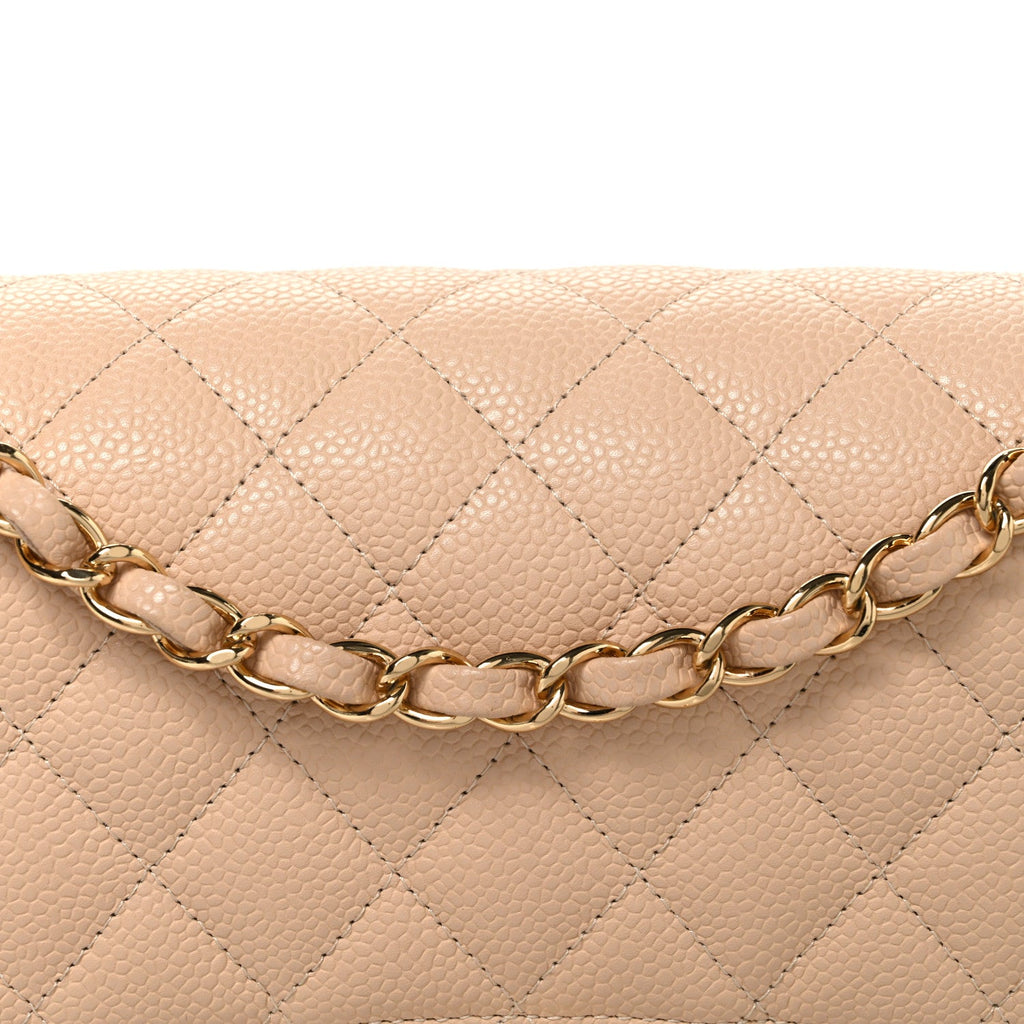 Caviar Quilted Medium Double Flap Beige Beige Clair At My store