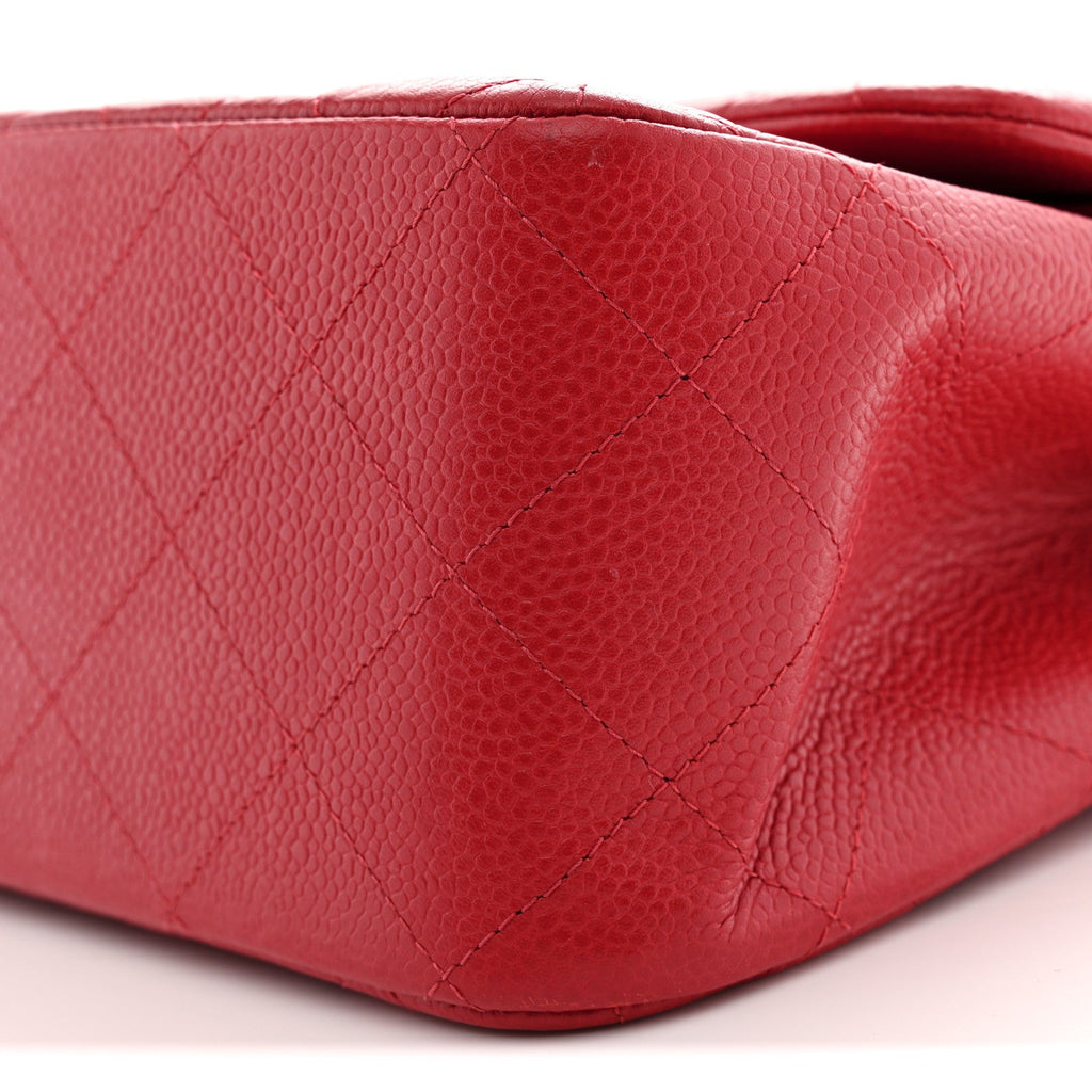 Caviar Quilted Jumbo Double Flap Red At My store