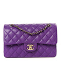 Caviar Quilted Small Double Flap Purple At My store