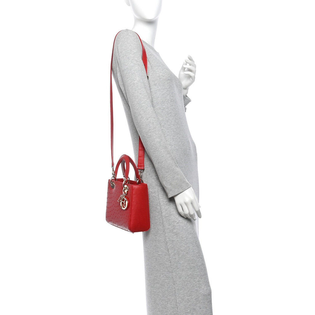 Ostrich Small Lady Dior Red AT My store