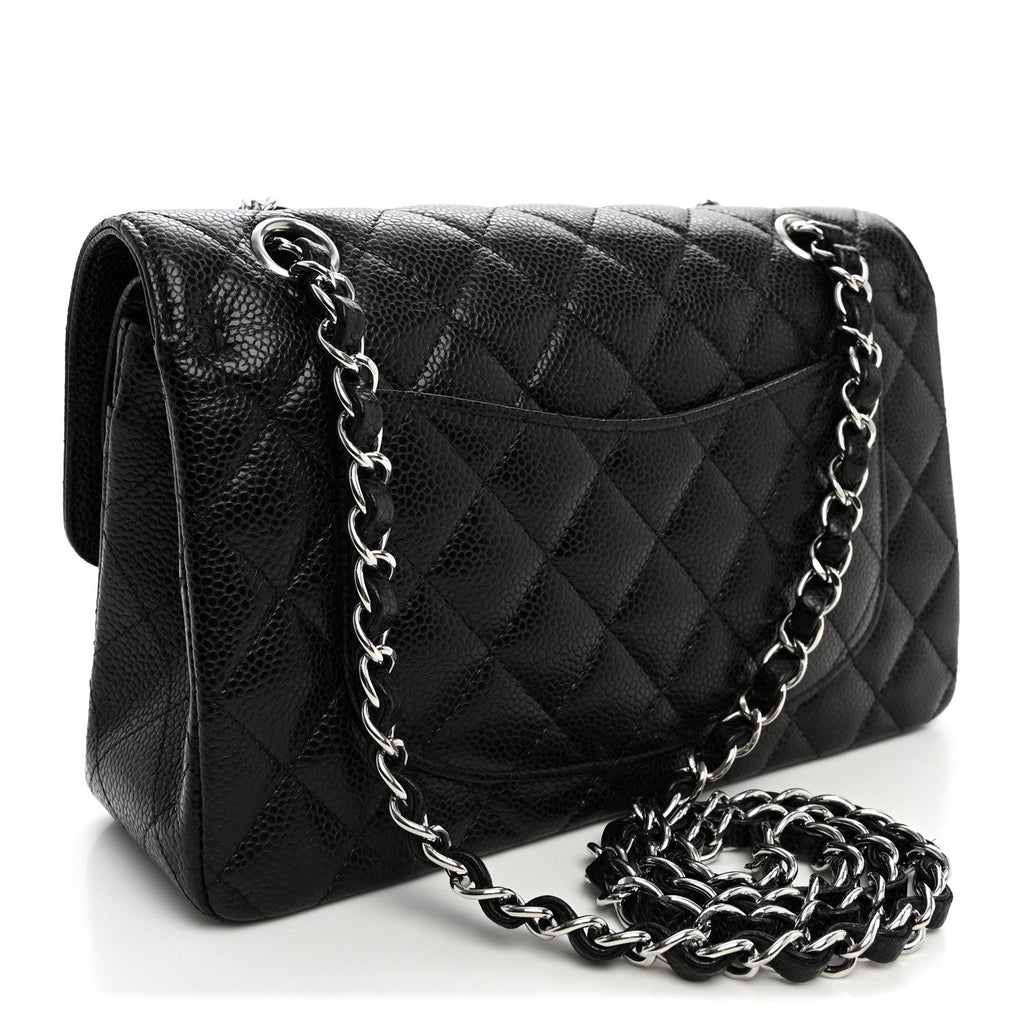 Caviar Quilted Small Double Flap Black At My store