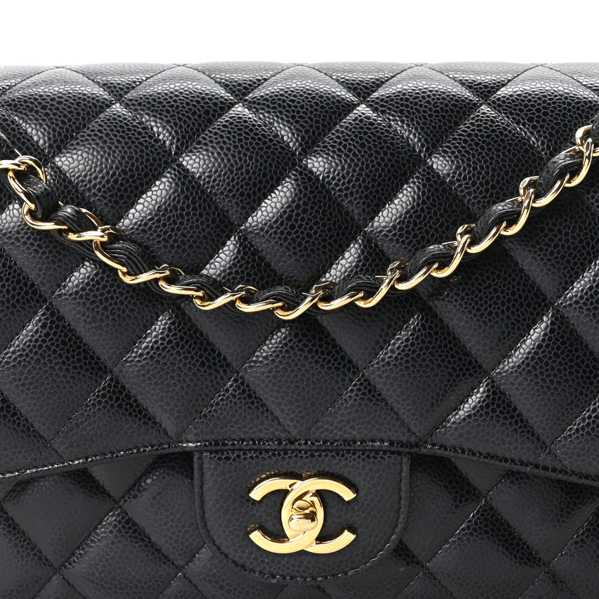 Caviar Quilted Jumbo Double Flap Black At My store