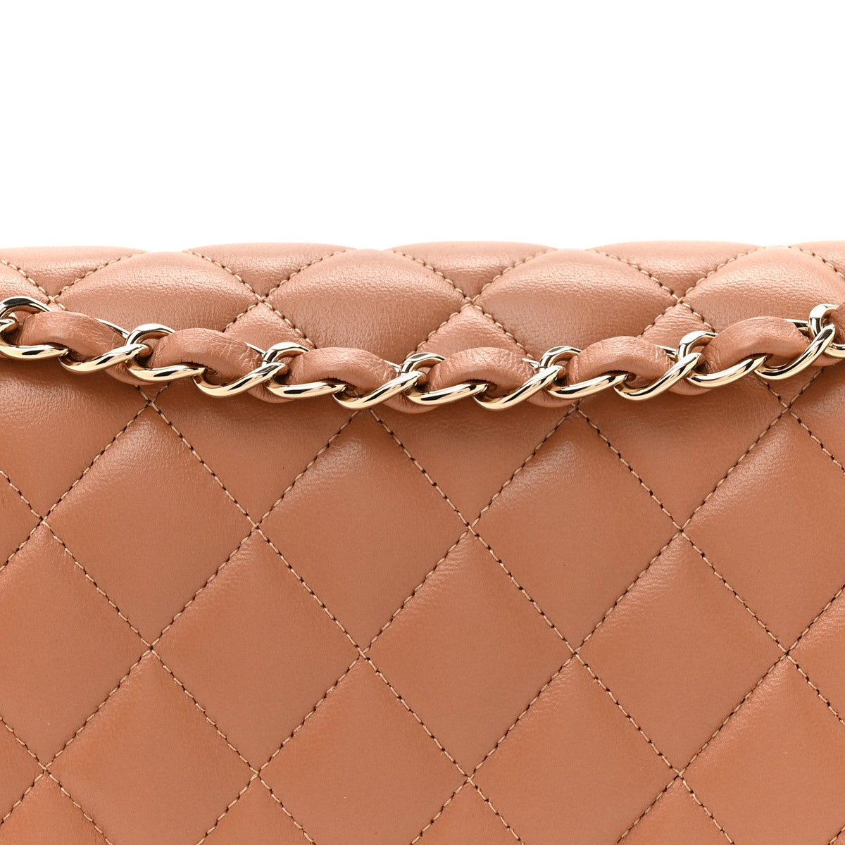 Lambskin Quilted Medium Double Flap Brown At My store