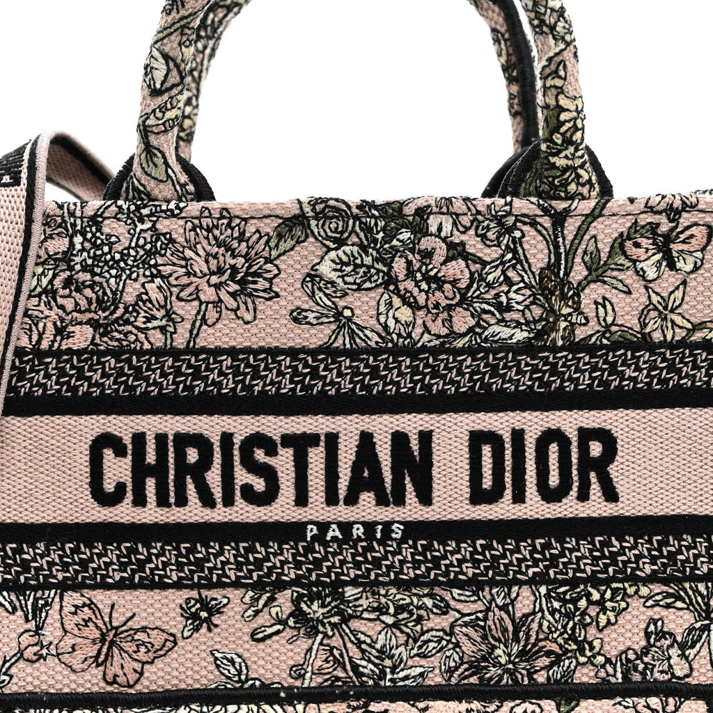 Canvas Embroidered Mini Book Tote With Strap Pink Multicolor AT My store