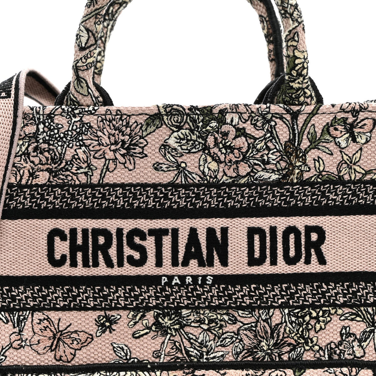 Canvas Embroidered Mini Book Tote With Strap Pink Multicolor AT My store