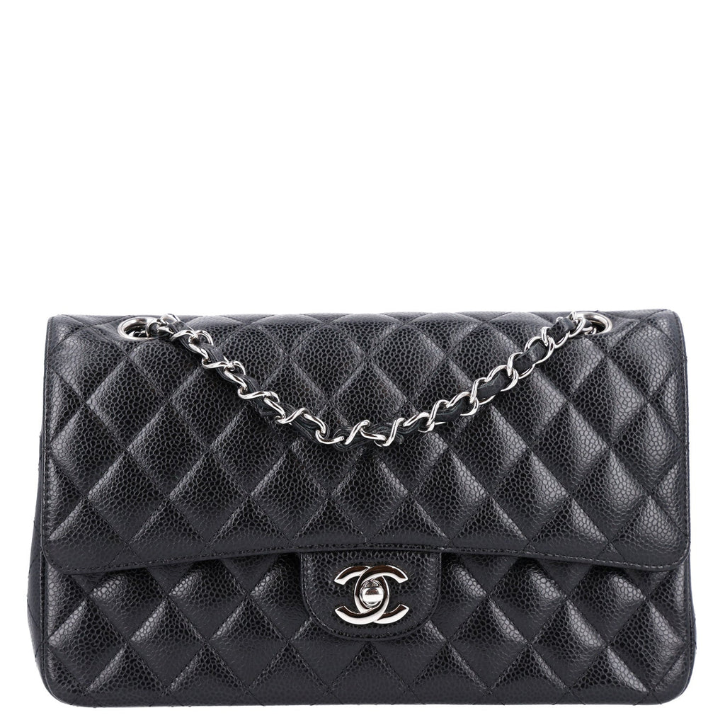 Caviar Quilted Medium Double Flap Black At My store