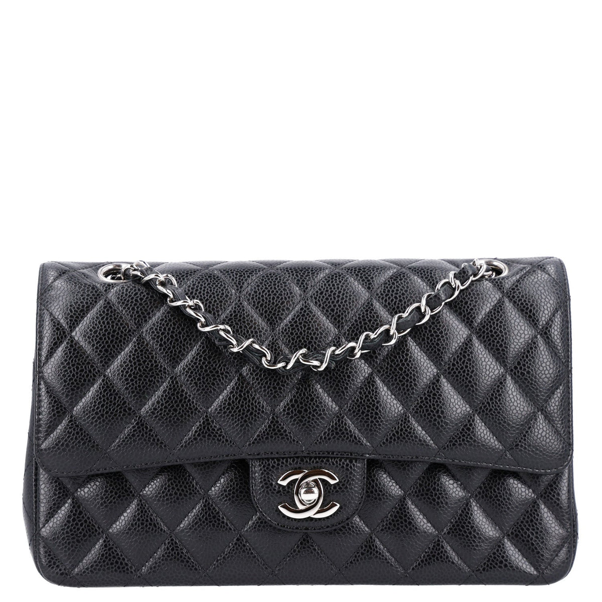 Caviar Quilted Medium Double Flap Black At My store