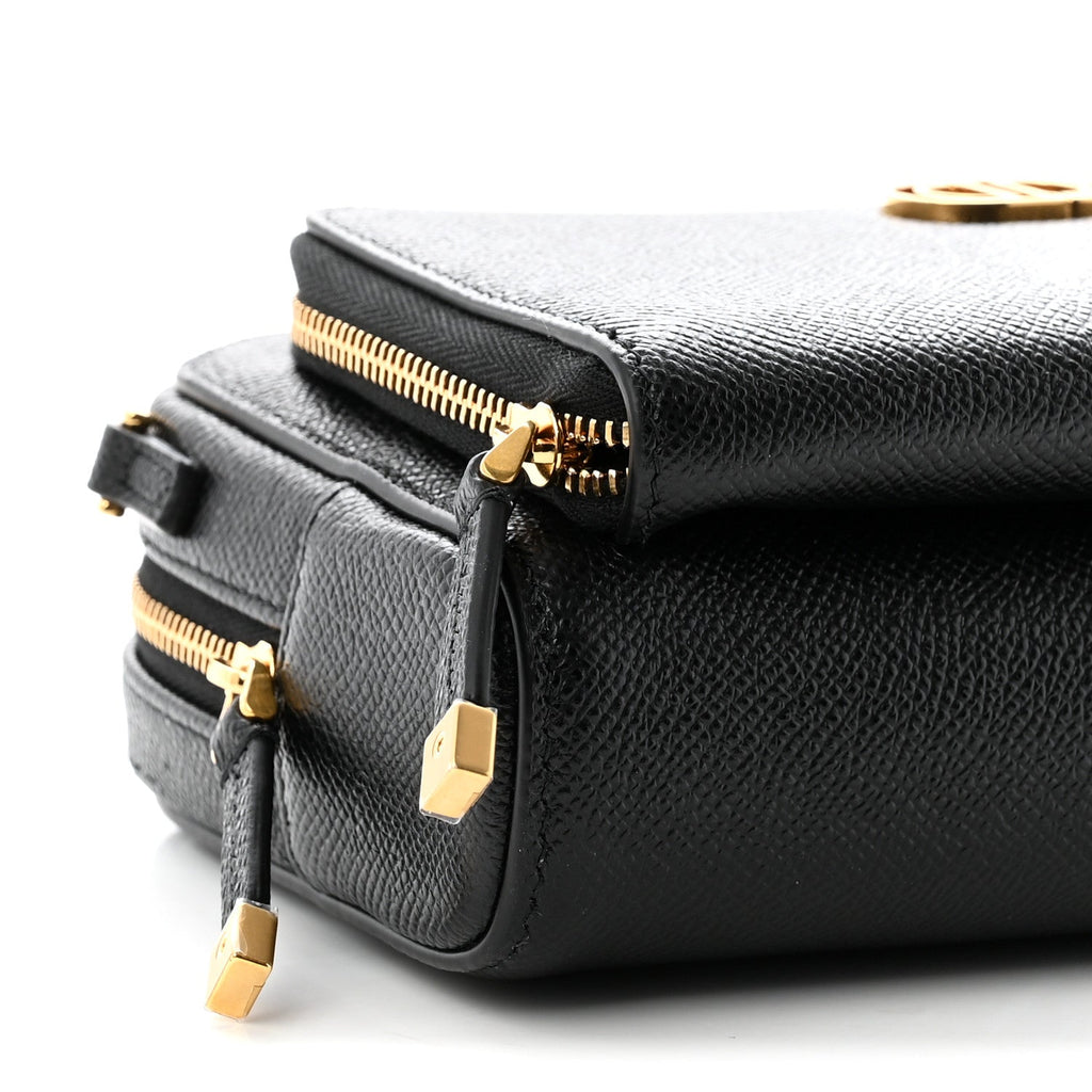 Grained Calfskin Caro Double Pouch Black AT My store