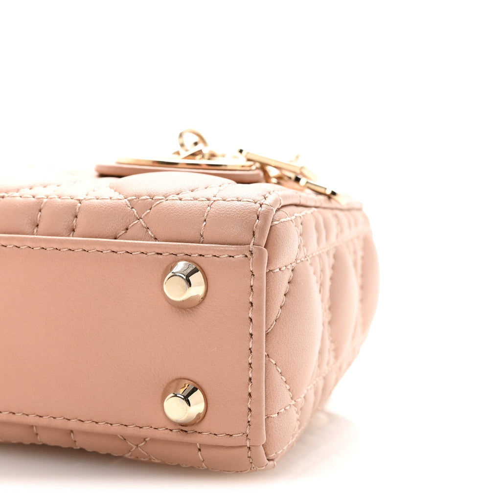 Lambskin Cannage Micro Lady Dior Rose Des Vents AT My store