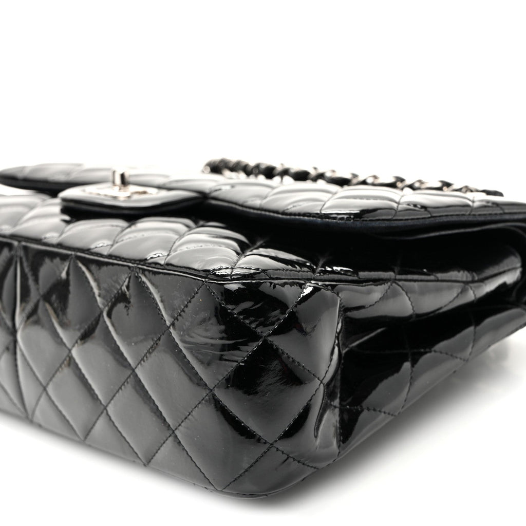 Patent Quilted Jumbo Double Flap Black At My store