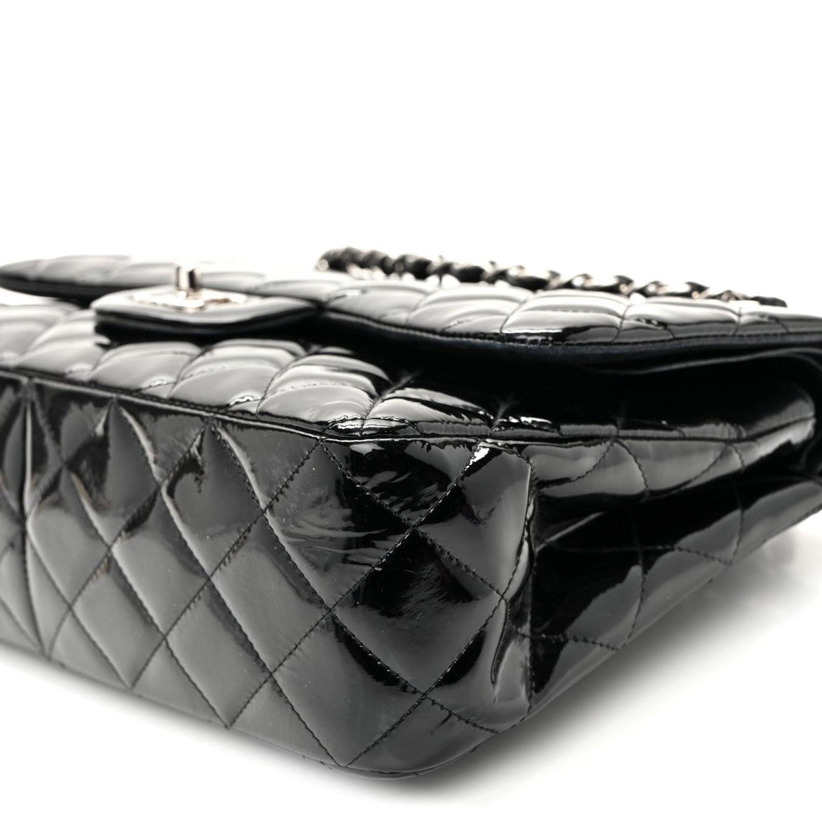 Patent Quilted Jumbo Double Flap Black At My store