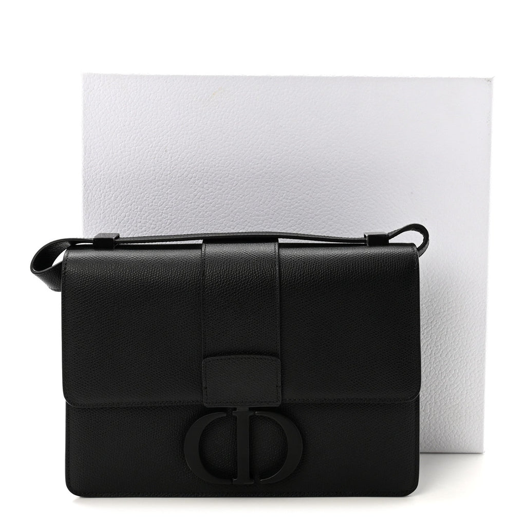 Ultra Matte Grained Calfskin 30 Montaigne Flap Bag Black AT My store