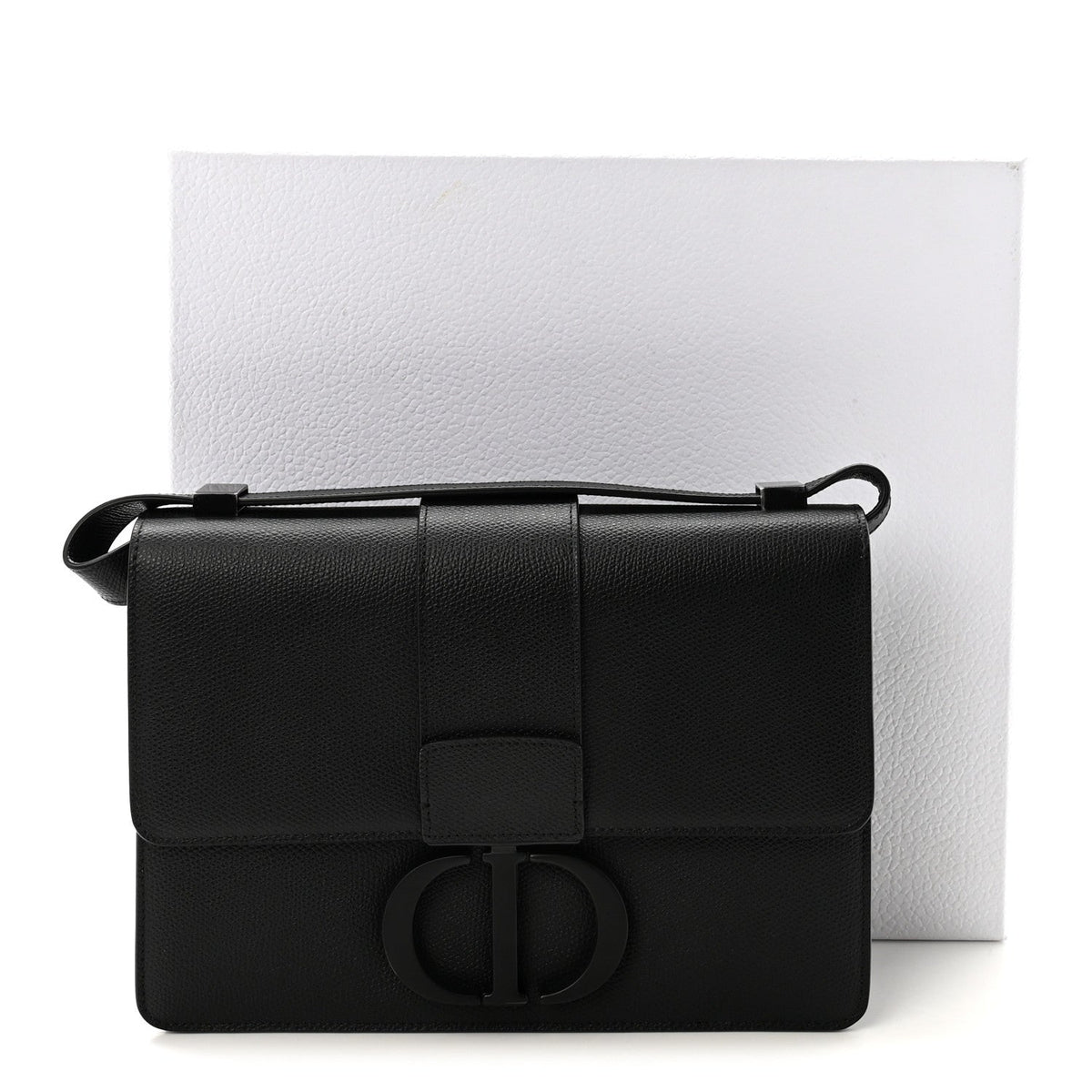 Ultra Matte Grained Calfskin 30 Montaigne Flap Bag Black AT My store