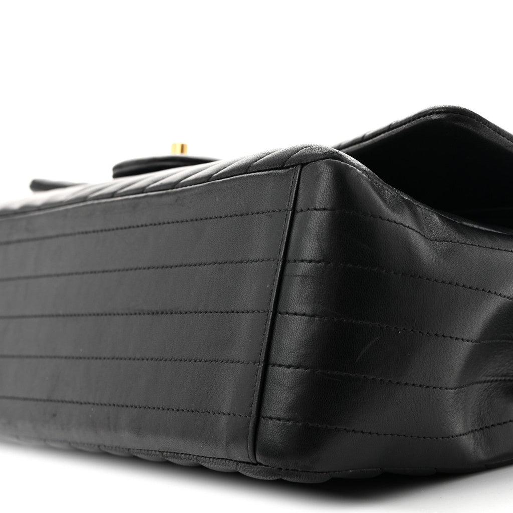 Lambskin Chevron Quilted Maxi Double Flap Black At My store