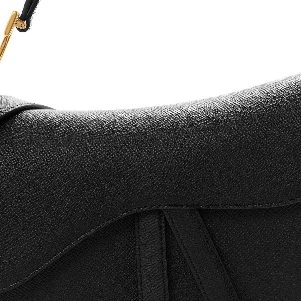 Grained Calfskin Saddle Bag With Strap Black AT My store