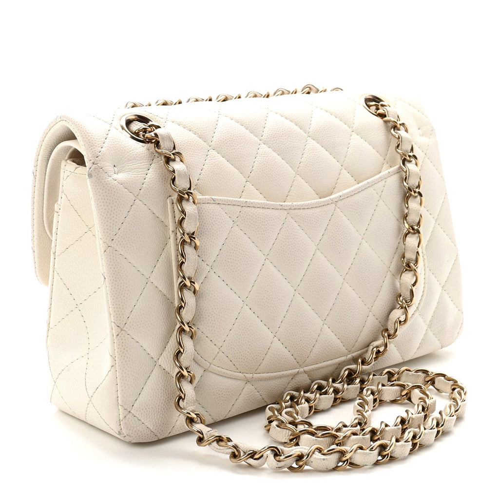 Caviar Quilted Small Double Flap White At My store